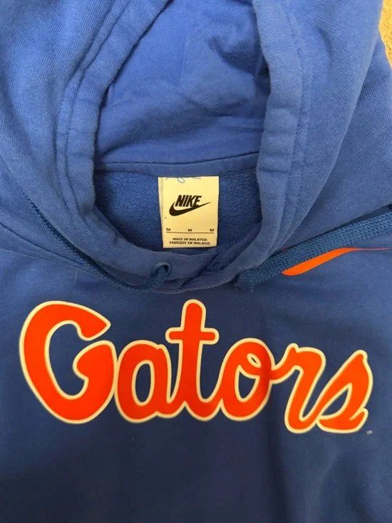 Nike Blue Hoodie with Orange Script - Picture 2 of 2